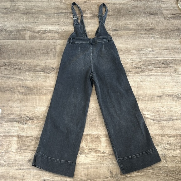 Free People Wide Leg A-Line Black Denim Overalls Size 4 - Picture 10 of 13